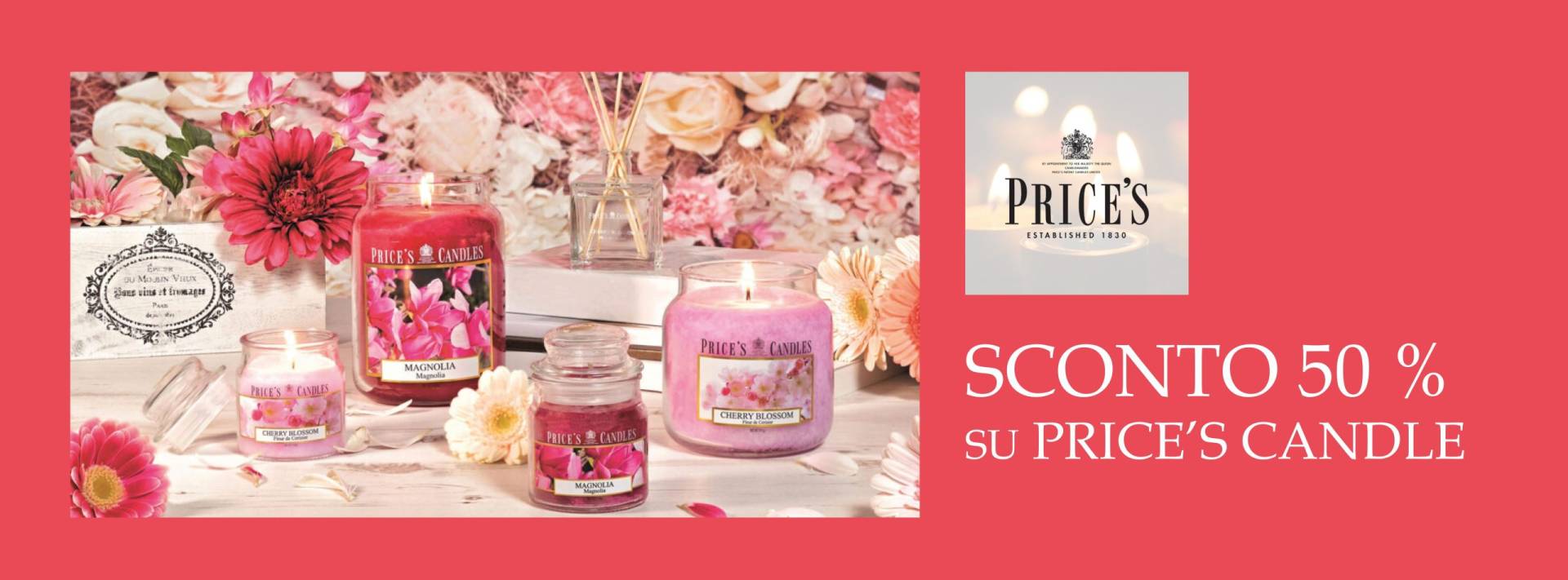 SCONTO 50 CANDELE E DIFFUSORI PRICE'S CANDLE HORTI DI VEIO ROMA